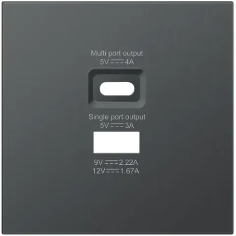 Накладка для розеток USB A+C, вороненая сталь, серия R98 METAL