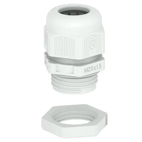 Ввод V-TEC VM32+ LGR кабельный с контргайкой, М32х1.5 IP68, UV-resistant, для ввода кабеля Ø15-21мм, серый, полиамид