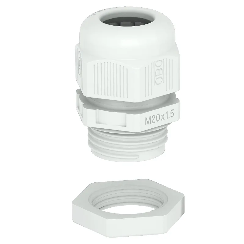 Ввод V-TEC VM32+ LGR кабельный с контргайкой, М32х1.5 IP68, UV-resistant, для ввода кабеля Ø15-21мм, серый, полиамид