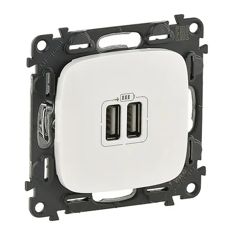 Valena Allure - Зарядное устройство с двумя USB-разъемами, 240В/5В, 1500мА, белый (инд. упаковка)