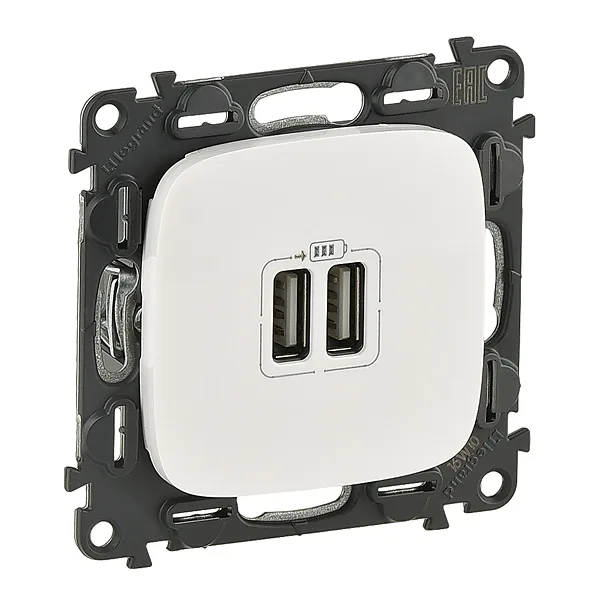 Valena Allure - Зарядное устройство с двумя USB-разъемами, 240В/5В, 1500мА, белый (инд. упаковка)