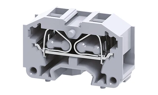 Мини-клемма проходная модульная CM2.5S2 /10x30mm, монтаж на панель, пружинная, 4 присоед., 2,5(max 4)mm2, 24A, 500V, серая
