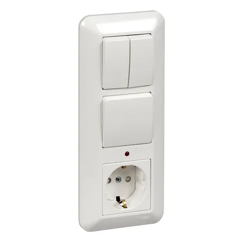 Блок Systeme Electric, скрытой установки рсзк+В1КЛ.+В2КЛ. (250В, выкл.6А, роз.16А, защ. шторками) белый