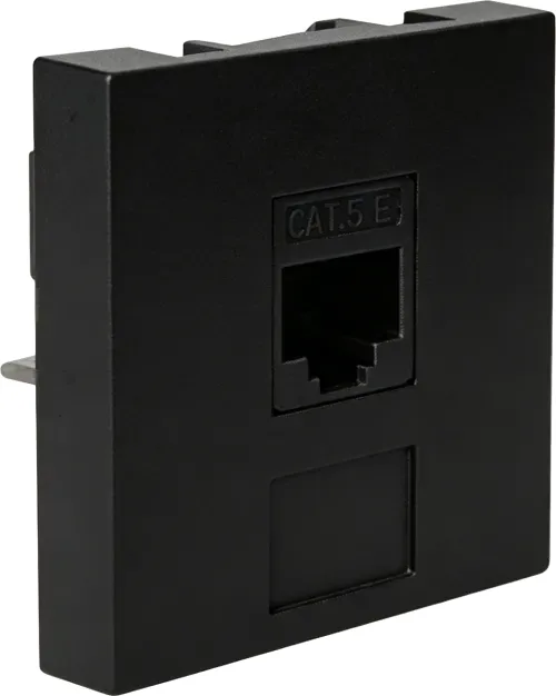 Розетка DEC RJ45 UTP кат.5e, 2мод., черн. матовая (45х45мм)