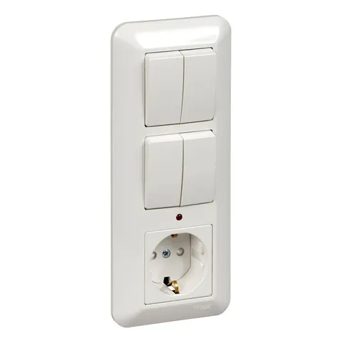 Блок Schneider Electric, скрытой установки рсзк+В2КЛ. инд.+В2КЛ.(250В, выкл 6А, роз.16А, защ. шт) белый