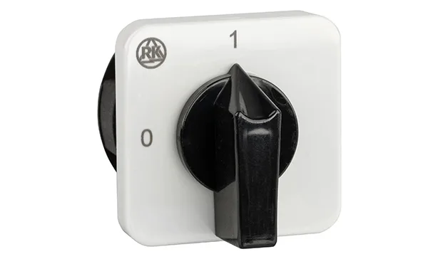 Переключатель BS 16 05 U, 1P, 20A, тип 0-1 (90°), 1NO на 1, 2.5kW(230VAC по АС-23), на дверь, фронт IP40