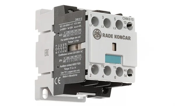 Контактор CNN 9 10 380/400V 50Hz, 3P, 9A/(25A по AC-1), 4.5kW(400VAC), 380/400VAC, 1NO