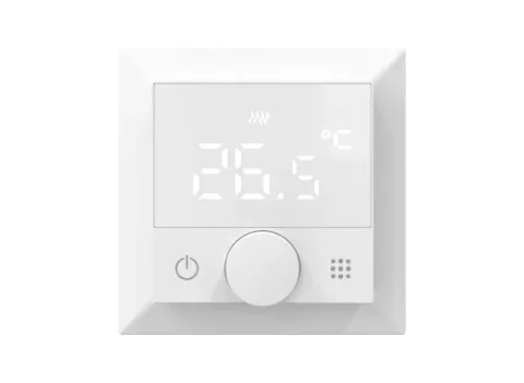 Термостат с датчиком пола, программируемый с Wi-Fi , 16 A, 55*55 мм.белый, ручка настройки
