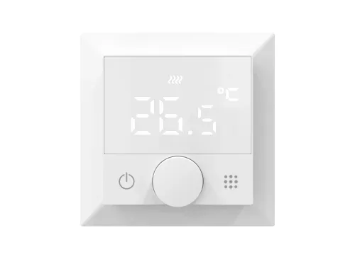 Термостат с датчиком пола, программируемый с Wi-Fi , 16 A, 55*55 мм.белый, ручка настройки