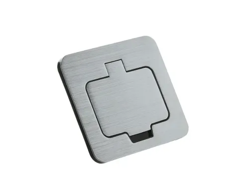 Розеточный блок встраиваемый IP54 2К+З с защитными шторками, цвет брашированный алюминий