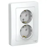 Розетка Systeme Electric Blanca, скрытой установки двойная с заземлением со шторками, 16А, 250В, белый