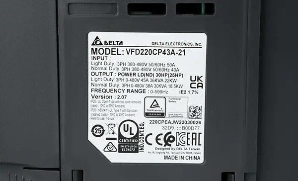 Преобразователь частоты CP2000, 400VAC, 22kW, 45A, IP20, корп.C