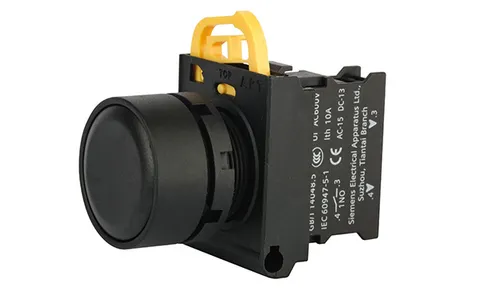 Кнопка плоская PB3E, черная, без фиксации, без подсветки, 1NO, 6A 230VAC/24VDC, 22mm, IP65