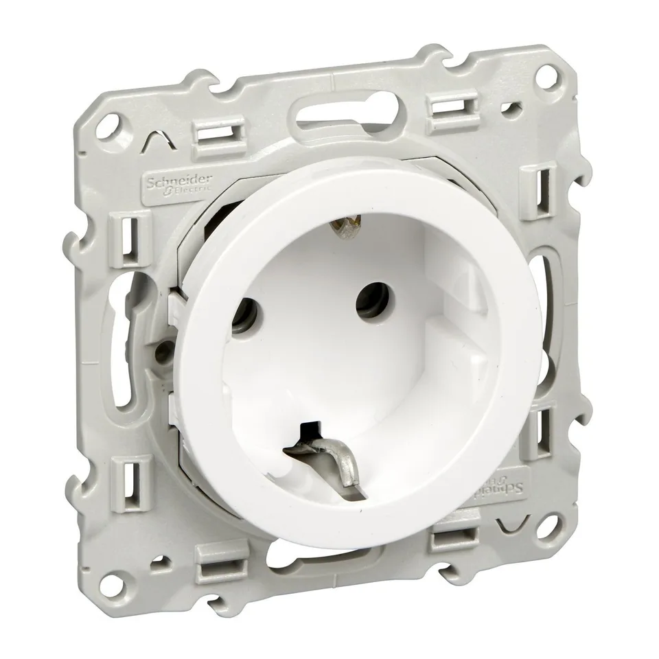 Розетка c шторками Schneider Electric Odace S520037, белый