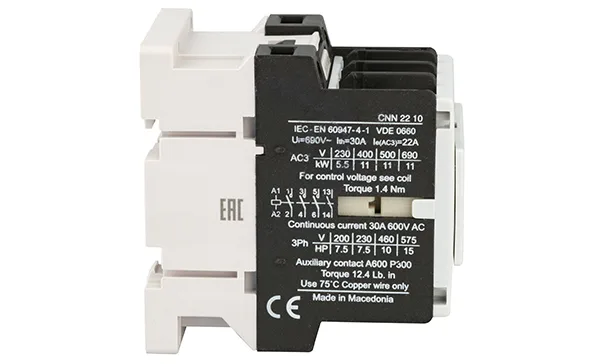 Контактор CNN 22 10 220/230V 50Hz, 3P, 22A/(30A по AC-1), 11kW(400VAC), 220/230VAC, 1NO