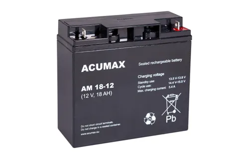Батарея аккумуляторная Acumax AM18-12, 12V/18Ah, 167x181x77 HxLxW, 5.5kg, 6-9 лет