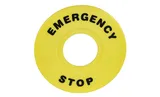 Кольцо желтое для кнопок аварийного останова, надпись "EMERGENCY STOP", d=60мм