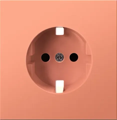 Накладка плоская для розетки Schuko с заземляющим контактом с защитными шторками 16 A 250 В~, матовый коралл, серия R98