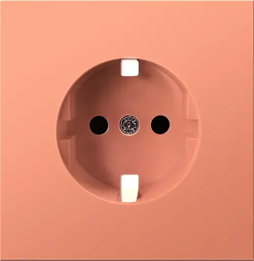 Накладка плоская для розетки Schuko с заземляющим контактом с защитными шторками 16 A 250 В~, матовый коралл, серия R98