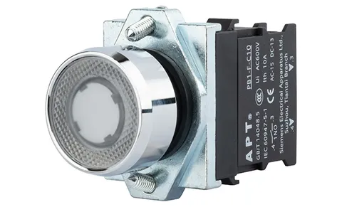 Кнопка плоская PB1S, белая, без фиксации, с подсветкой без LED, 1NO, 6A 230VAC/24VDC, 22mm, IP65