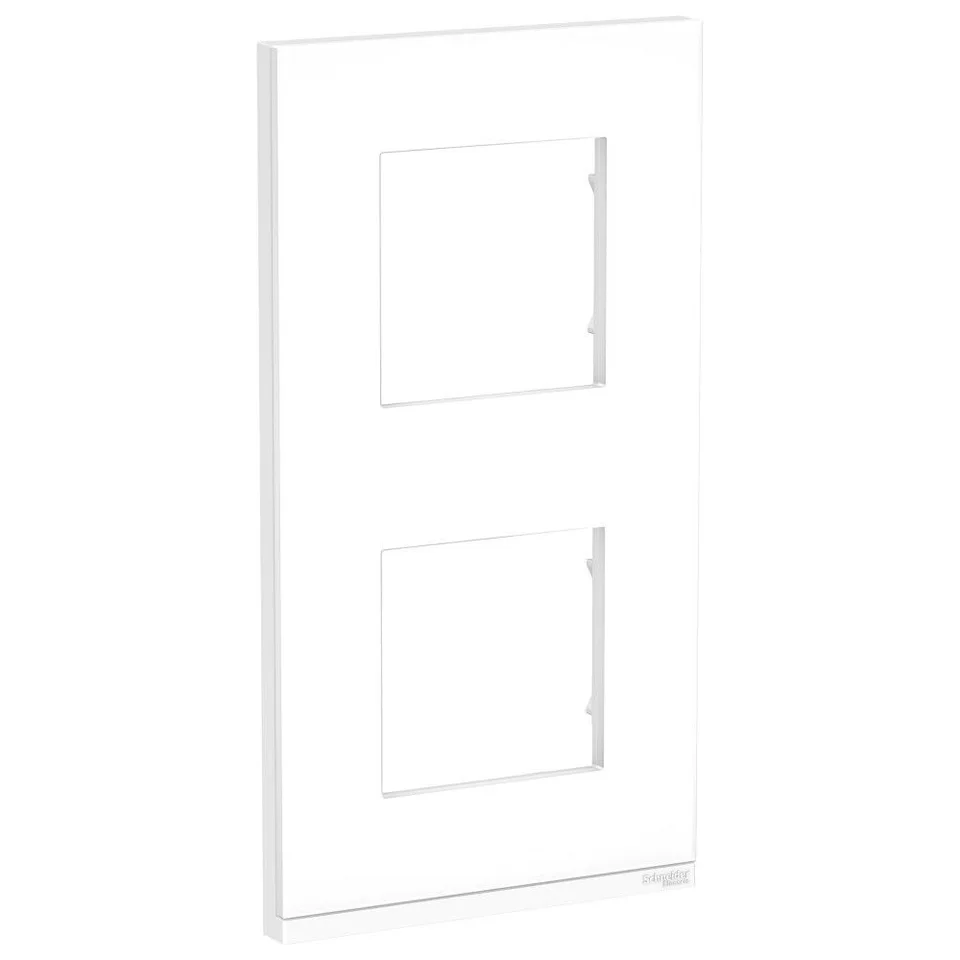 Рамка Schneider Electric Unica, PURE 2-постовая, вертикальная, матовое стекло/белый