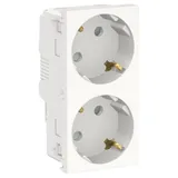 Розетка Schneider Electric Unica, NEW двойная, со шторками, с заземлением, винт. зажим., белый