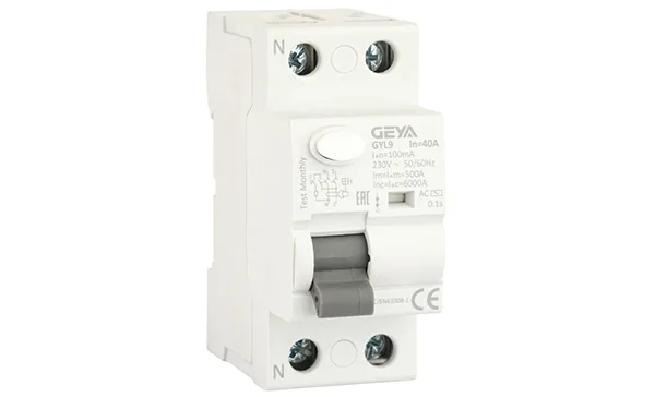 УЗО GYL9-2P-40A-100mA, 2P, 40A, 6 kA, 100mA, тип AC, 2M