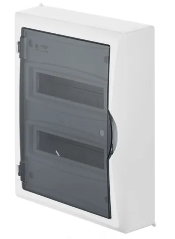 Щит навесной 2x12M, N/PE 3x 6x16+3x10mm2, дымчатая пласт. дверь, белый RAL9003, 434x354x105mm, IP40