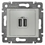Valena - Розетка с 2-мя коннекторами USB, алюминий