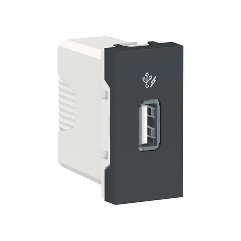 Розетка USB Schneider Electric Unica, MODULAR, 5 В / 1000 мА, 1 модуль антрацит