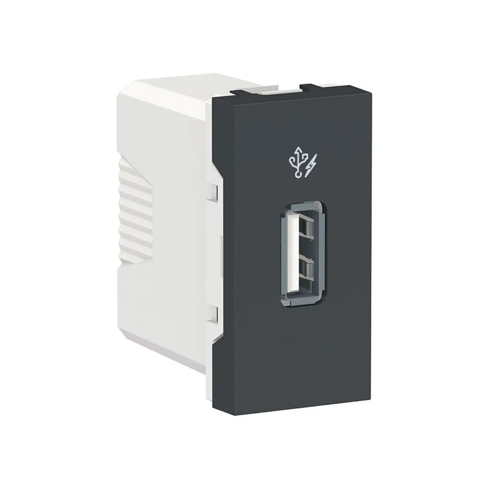 Розетка USB Schneider Electric Unica, MODULAR, 5 В / 1000 мА, 1 модуль антрацит