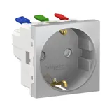 Розетка Schneider Electric Unica, MODULAR с зазем., со штор., с быстроз. клем., 16А 250В, 2 мод алюм
