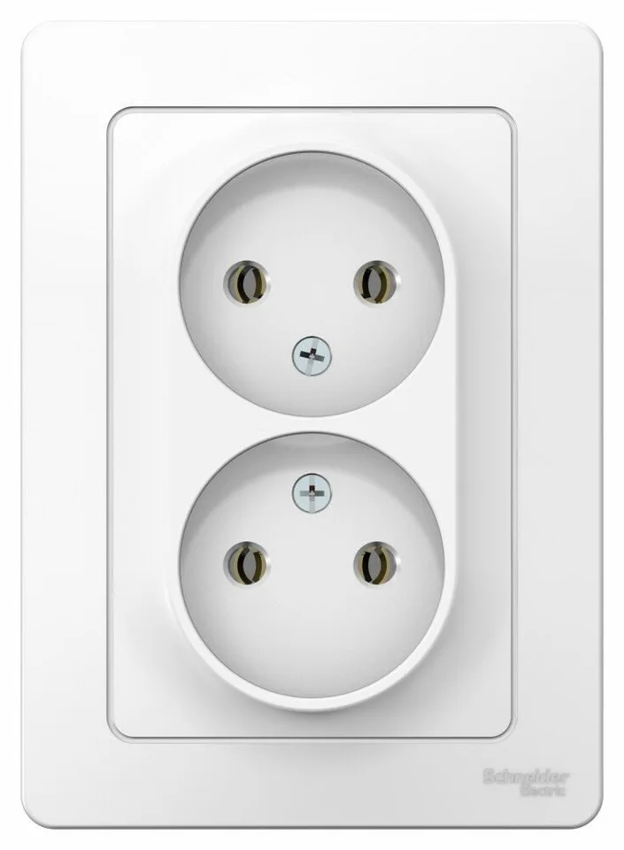 Розетка Systeme Electric Blanca, скрытой установки двойная без заземления без шторок, 16А, 250В, белый