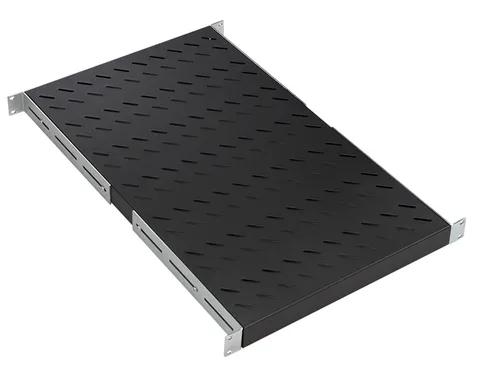 Полка 19", 1U, глубина 720мм, нагрузка 100кг, раздвижная усиленная, 4 точки крепления, для щита глубиной 1000мм, металл, черный