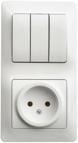Блок Systeme Electric Glossa, : розетка + 3кл. выкл. бел