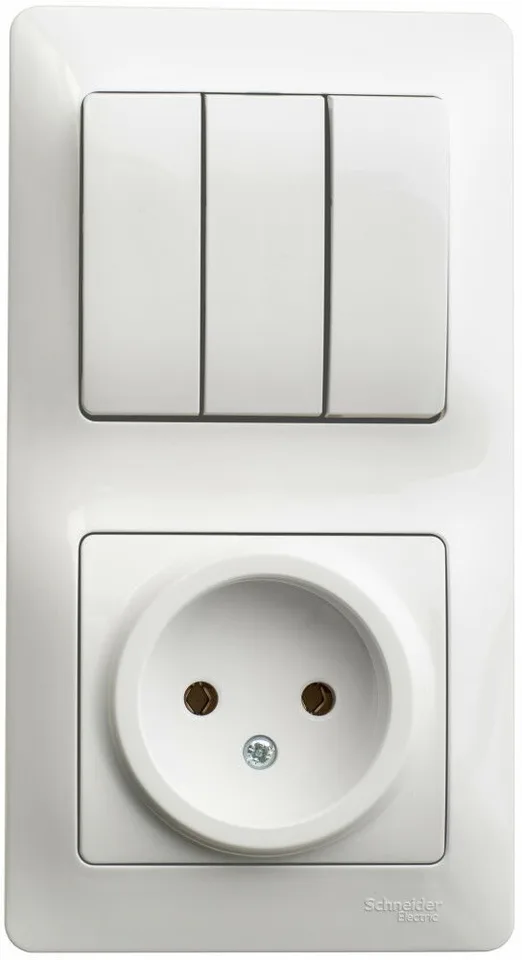 Блок Systeme Electric Glossa, : розетка + 3кл. выкл. бел