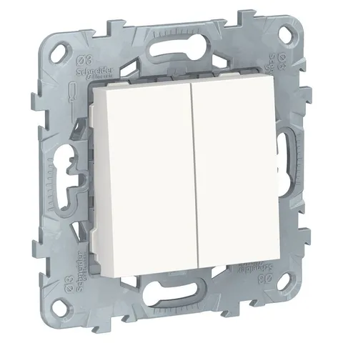 Выключатель Schneider Electric Unica, NEW переключатель 2-клавишный, 2 х схема 6, 10 AX, 250 В, белый