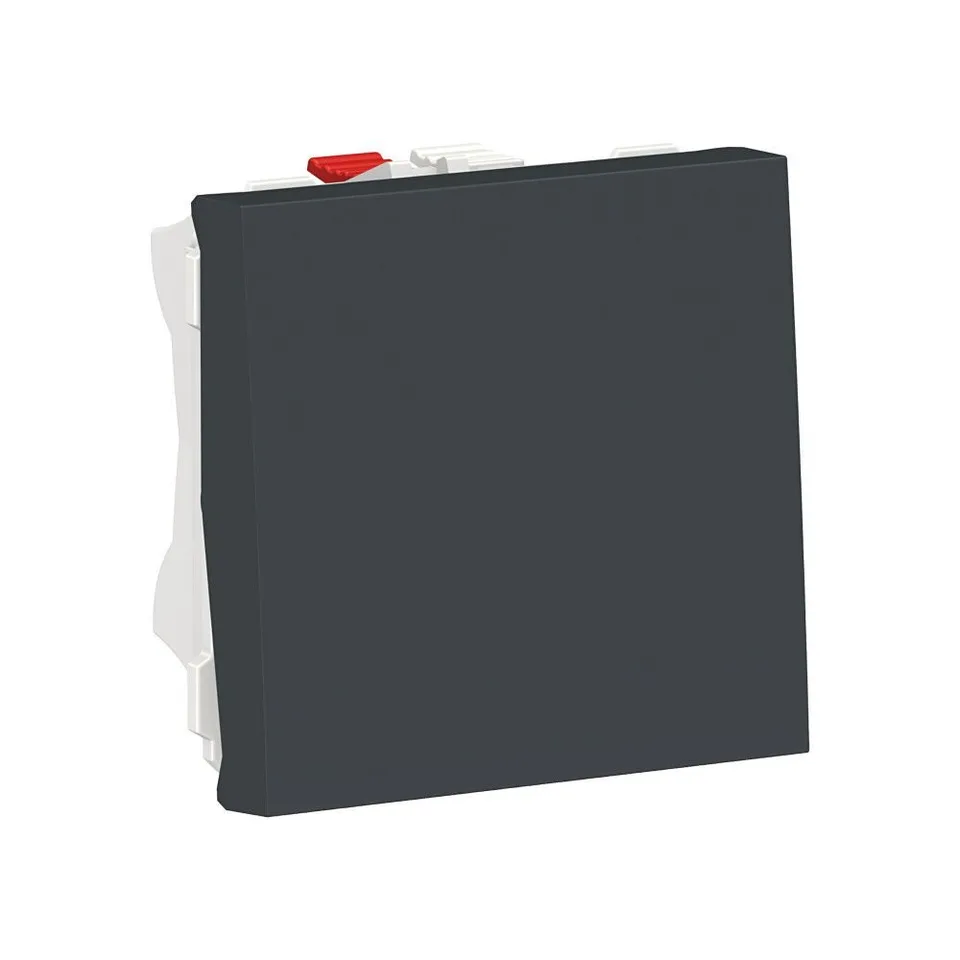 Выключатель Schneider Electric Unica, MODULAR 1-клавишный, кнопочный, схема 1, 10 A, 2 модуля антрацит