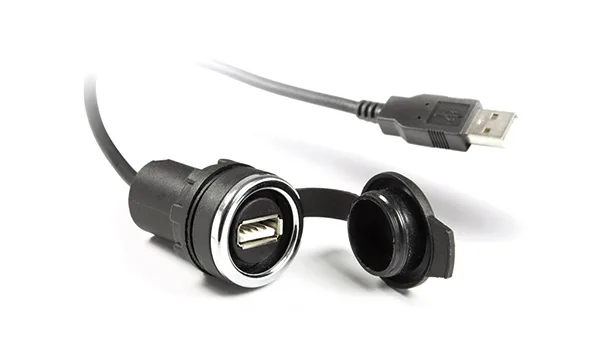 Встраиваемое гнездо B, USB, кабель 1.5m, 22mm, IP65