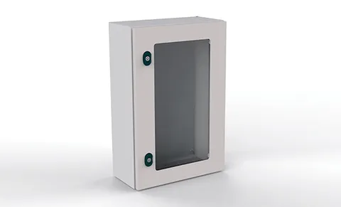 Щит ECOR моноблочный 1200x800x300мм (ВхШхГ) навесной с монтажной панелью, 1 прозрачная дверь, ригельный замок, 1 пластина кабельного ввода, RAL7035, I