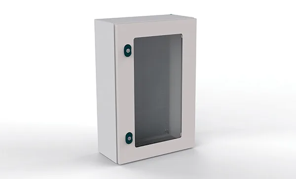 Щит ECOR моноблочный 1000x800x300мм (ВхШхГ) навесной с монтажной панелью, 1 прозрачная дверь, 2 замка, 1 пластина кабельного ввода, RAL7035, IP66