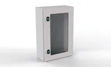 Щит ECOR моноблочный 1200x800x300мм (ВхШхГ) навесной с монтажной панелью, 1 прозрачная дверь, ригельный замок, 1 пластина кабельного ввода, RAL7035, I