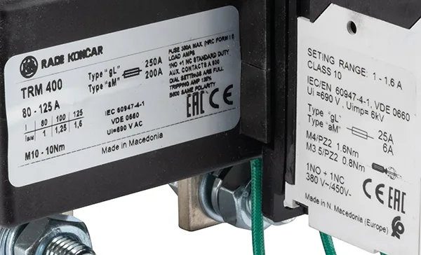 Реле тепловой перегрузки TRM 400-130A, It=80_125A, 1NO+1NC, CLASS 10A, с трансформаторами тока, отдельный монтаж