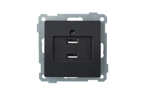 21 - Розетка 2xUSB Type A, черный мат