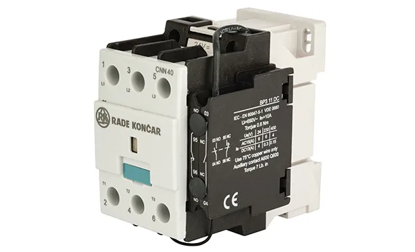 Контактор CNN 40 10, 3P, 38A/(50A по AC-1), 18.5kW(400VAC), 1NO, Uk=24VDC, Iвтяг=5,2А, Iудерж=0,12А