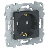 Клемма Schneider Electric Unica, NEW розетка с заземлением, без шторок, с быстрозажимными, антрацит