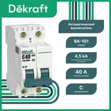 Автоматический выключатель DEKraft ВА-101 2P 40 А, хар-ка C, 4,5 кА