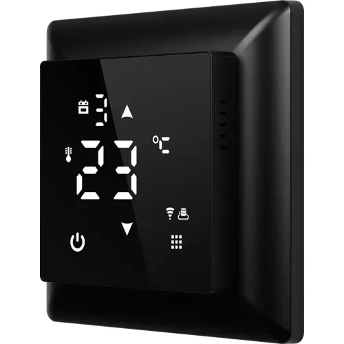 Термостат с датчиком пола, программируемый с Wi-Fi , 16 A, 55*55 мм. черное стекло