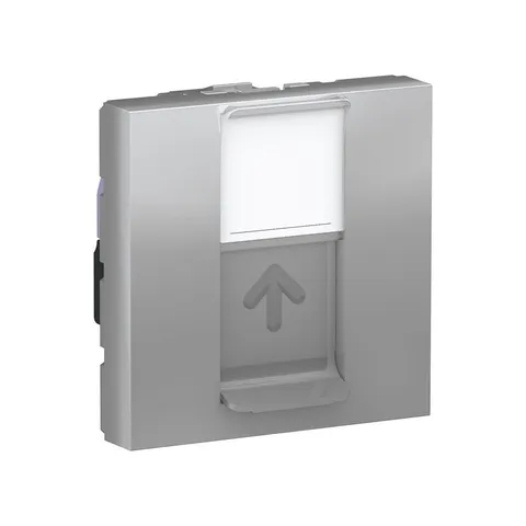 Розетка компьютерная Schneider Electric Unica, MODULAR, RJ45, одиночная, кат. 6 UTP, 2 модуля, алюминий