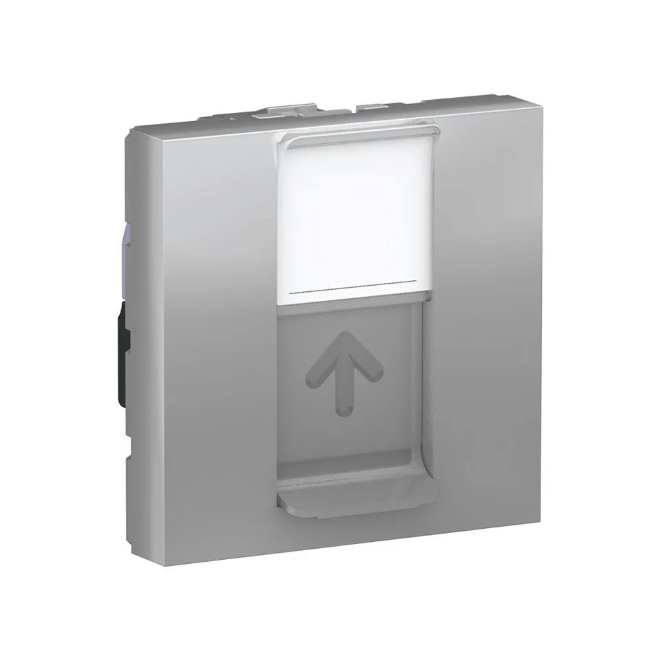 Розетка компьютерная Schneider Electric Unica, MODULAR, RJ45, одиночная, кат. 6 UTP, 2 модуля, алюминий
